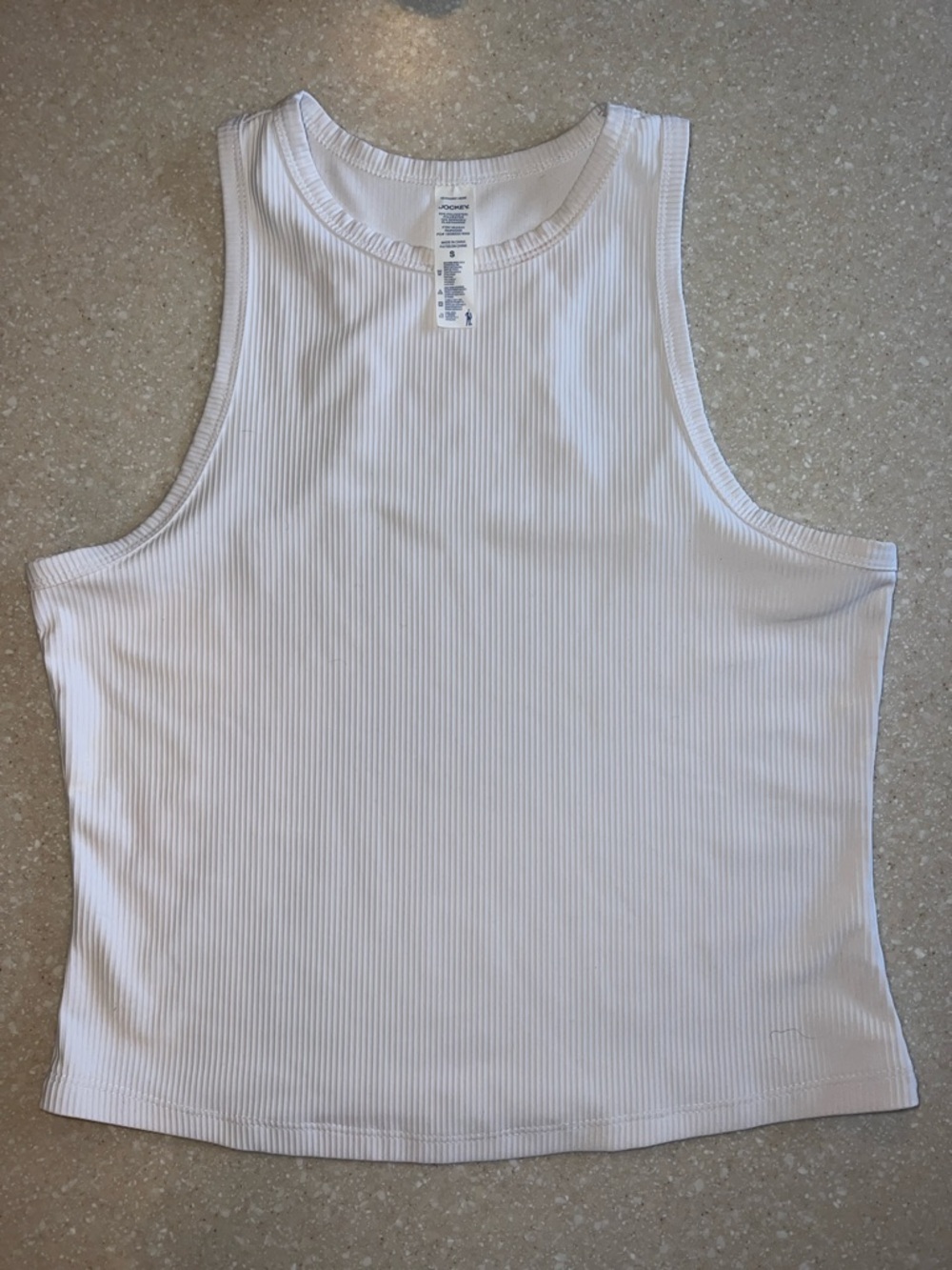 Jockey White Ribbed High-Neck Tank